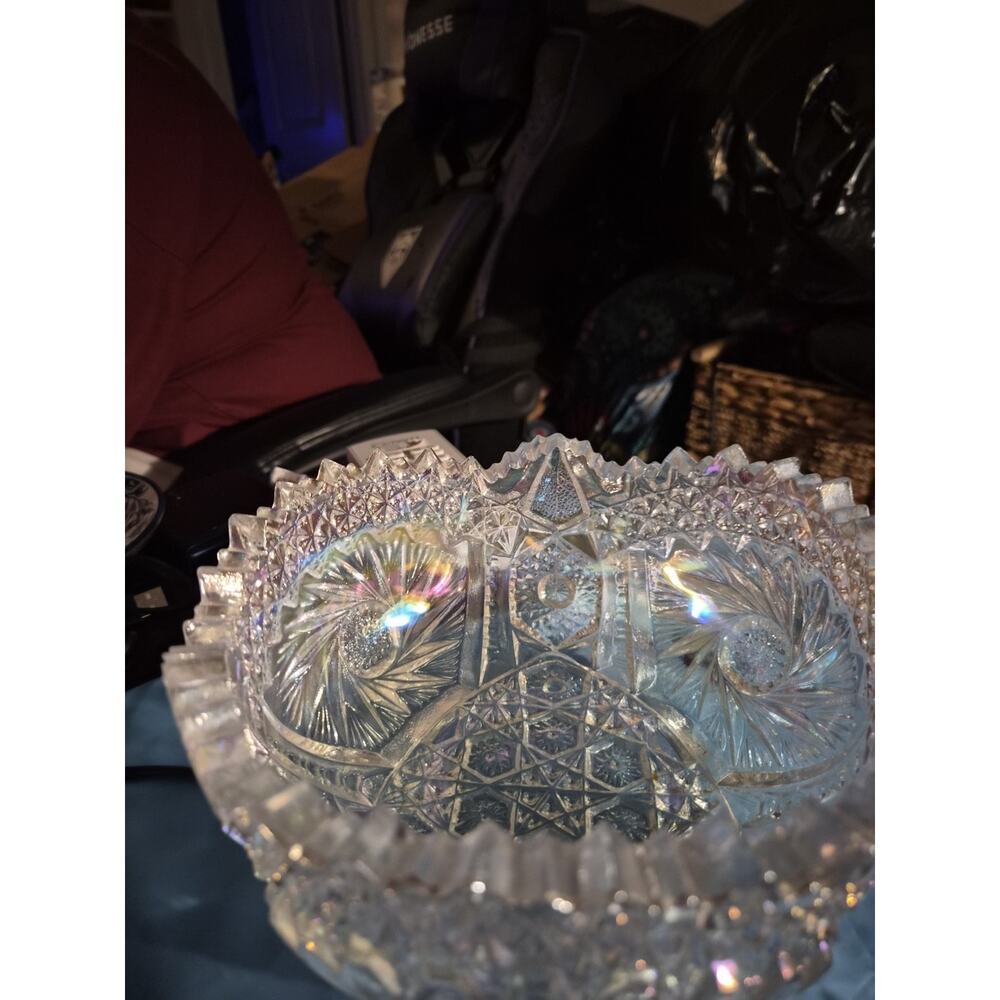 Vintage LE Smith Iridescent Carnival Glassbcomet In The Stars Starbursts...
